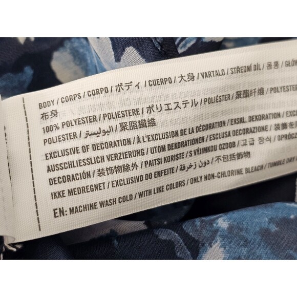 ALK Women's M Abercrombie & Fitch Blue Floral Sheer Peasant Blouse Shirt Top NEW - Picture 10 of 11